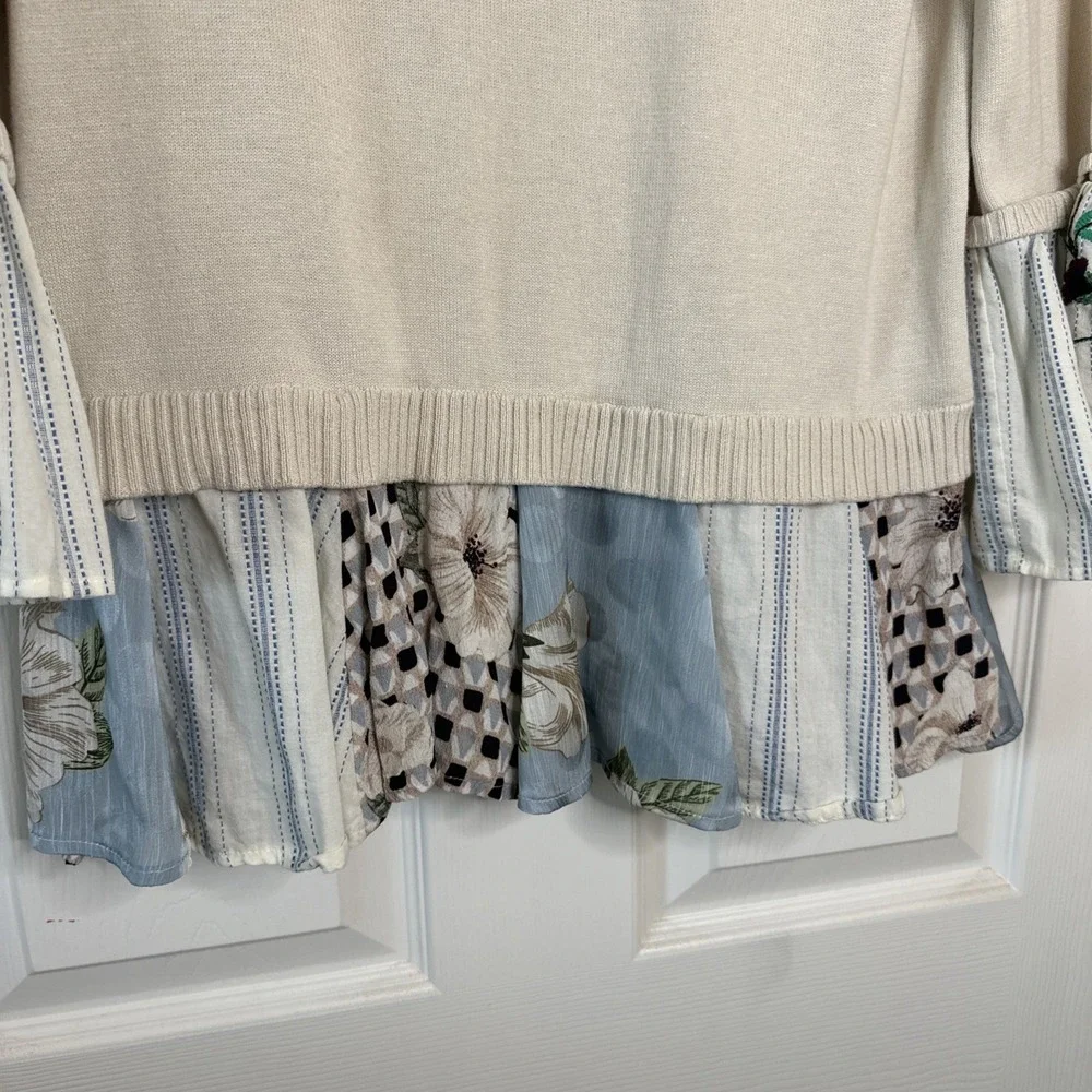 John Mark Pullover Sweater‎ Top w/ Fringe Accent  3/4